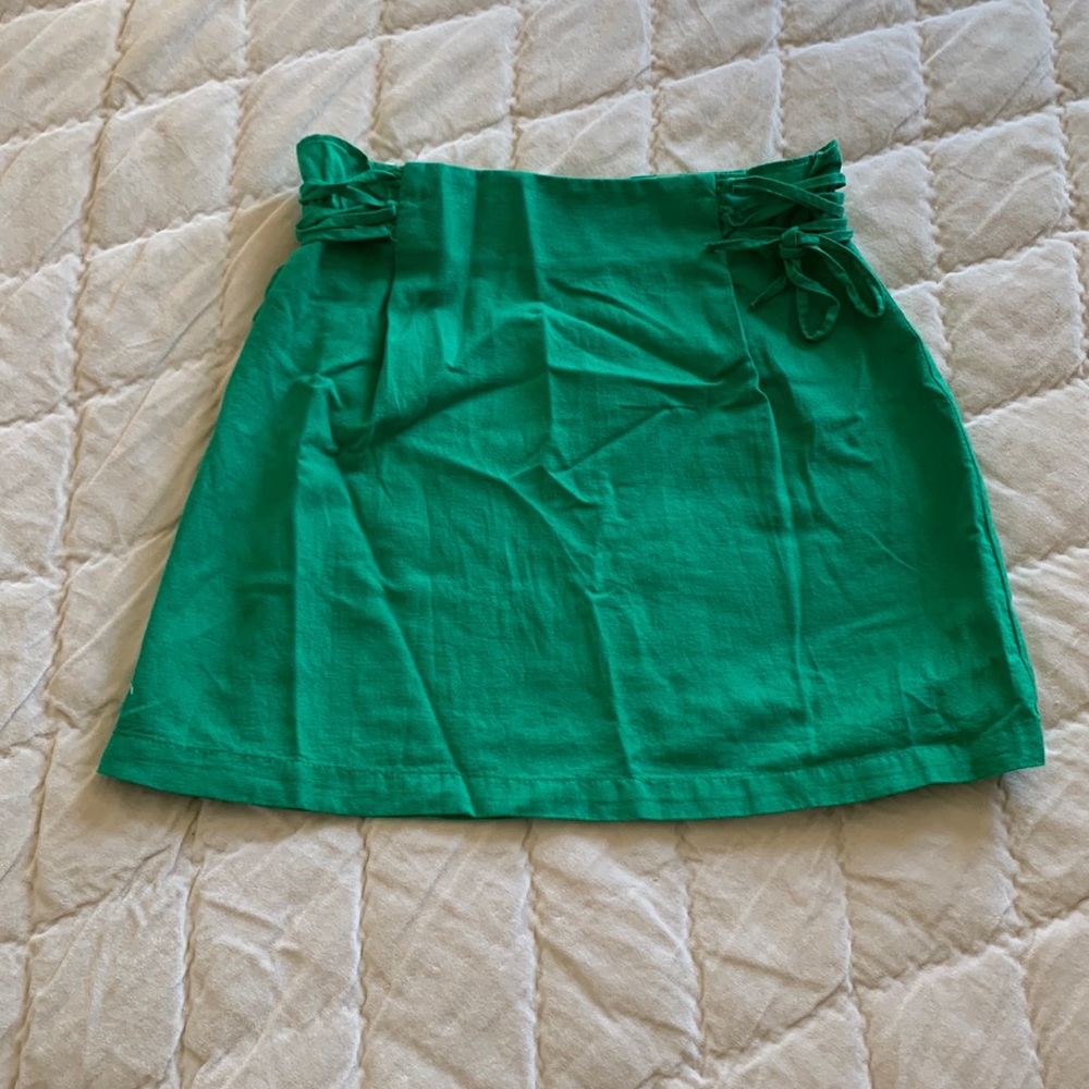 Zara Green Linen Mini Skirt